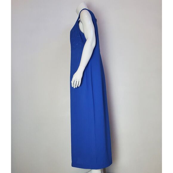 Vintage 80s/90s Sag Harbor Blue Embroidered Maxi Dress - Picture 1 of 6